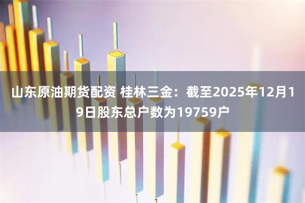 山东原油期货配资 桂林三金：截至2025年12月19日股东总户数为19759户